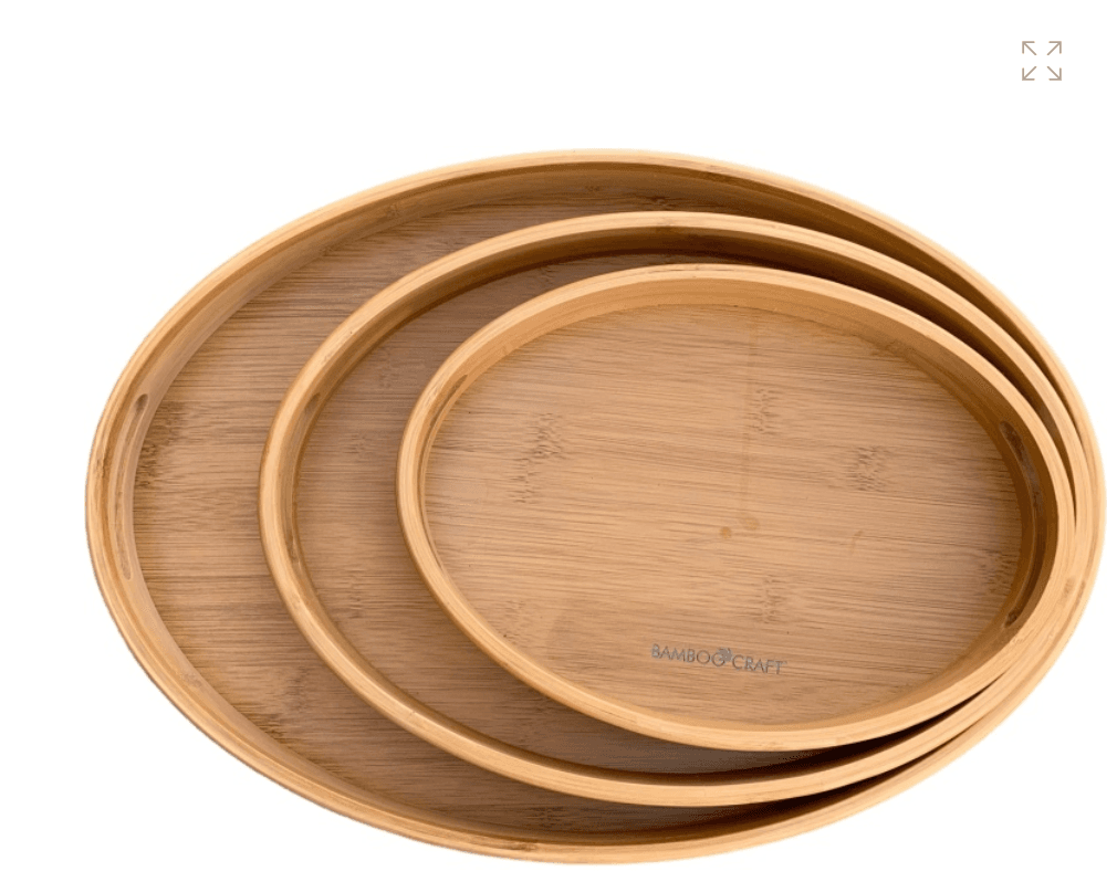 BambooCraft 3 Piece Oval Shaped Serving Tray - Image 1